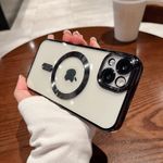 product_image_name-Generic-iPhone 14 Phone Case, Black Electroplated Clear Case with Magnet for Magsafe & Wireless Charging Support for Second Device-2