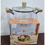 product_image_name-Generic-Wooden handle High Boron Heavy  borosilicate Glass cookware,2.5L High Borosilicate Glass Simmer Pot with Wooden Handles & Lid, Transparent Cooking Pot for Stovetop, Soup, Stew.-2
