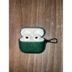 Luxury Soft Leather Shell Metal Keychain Shockproof Airpods Case/Cover For Apple Airpods Pro 2-Green