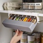 product_image_name-Generic-7-Piece Under-Shelf Spice Jar Organizer Rack - Space-Saving Hanging Spice Holder with Clear Spice Jars and Lids-5