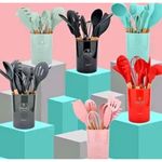 product_image_name-Generic-Silicon 12 PCS SPOON SET Heat Resistant, Non-Stick & Durable Kitchen Utensils -5