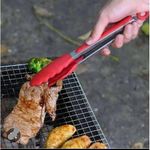 Silicone Stainless Steel Heat Resistant BBQ Kitchen Tongs For Salad,Cooking & Grilling