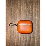 product_image_name-Generic-Luxury Soft Leather Shell Metal Keychain Shockproof Airpods Case/Cover For Apple Airpods 4 -Brown-2