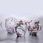 Nsulated Double Wall Glass Cup Dried Flower Coffee Cup With Handle