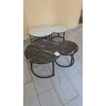Black & White Nesting Coffee Table – Marble Effect MDF Top with Black Metal Stand (2-Piece Set)