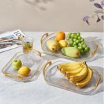product_image_name-Generic-3Pcs Acrylic Serving Trays Set for Kitchen Rectangular Stylish Design Fancy Coated Golden Handle-1