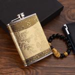 product_image_name-Generic-Stainless Steel Pocket Hip Flask - Vintage Gold Foil Pattern-1