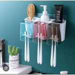 product_image_name-Generic-Toothbrush Holder Multifunctional Toothbrush Holder with Brushing Cup Wall Mounted Bathroom Toothbrush Holder, Toothpaste Squeezer Kit Toothpaste Holder-4