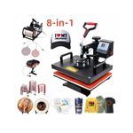8 In 1 Heat Press Machine 12 X 15 Inch Digital Multifunctional Sublimation Combo Hot Pressing Vinyl 360 Degree Swing Away Heat Transfer Machine For T Shirts, Mug, Hat, Plate, Cap