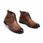 product_image_name-Generic-Lacazette Fashion Men's Brown Leather Casual Boots. Men's Tan Brown Mid-Top Leather Boots, Lace-Up Ankle Boots for Men. Versatile Brown Leather Boots for Everyday Wear.-4