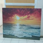 Golden Horizon – Sunset Ocean Waves Canvas Wall Art