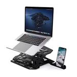 product_image_name-White Label-Laptops Stand With Mobile Phone Holder - Black-1