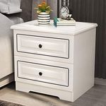 White Modern Wooden Bedside with two Drawer 