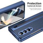 product_image_name-Generic-Luxury Foldino Leather Case for Samsung Galaxy Fold 3 with S Pen Slot, Hinge, Camera and Front Screen Safety - Blue Business Class Premium PU Cover-4