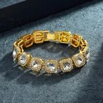 product_image_name-CALLIARA-Luxury Full Diamond Square Bracelet Men's High-End Gold Cuban Chain Minimalist Versatile Jewelry-1