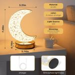 product_image_name-Generic-LED Crystal Moon Lamp - Decorative Ramadan Moon Night Light with Wooden Base & USB Touch Control-2