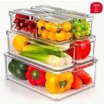 product_image_name-Generic-3 pcs 3L Refrigerator Storage Container with Drain Plate & Handle - Stackable Fresh Produce Keeper-5