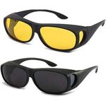 product_image_name-Generic-2Pcs Dark And Coloured Car Night Vision Driving Glasses Googles Safety Anti Glare Anti UV Driving Sunglasses Drivers Glasses Wrap Around Day Night Driving-4