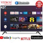 product_image_name-Vitron-43" Inch, Smart Frameless-BLUETOOTH-ENABLED-Android 11 TV ,INBUILT DECODER+360 BRACKET-1