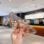 product_image_name-Generic-iPhone 14 Gold Luxury Electroplate Magnetic Charging Clear Transparent Phone Case Cover, Protective Phone Case with Wireless Charging Support-3