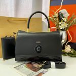 Luxury Croc-Pattern Top-Handle Handbag with Adjustable Sling - Black 