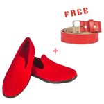 PHOELIX FASHIONS VELVET Luxurious & Elegant Unisex Ankara Loafers + FREE LEATHER BELT