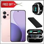 Oppo Reno 14F 5G, 6.59'' Display, 512GB ROM + 12GB RAM, 6000mAh, 50MP Camera (Dual Sim) - 2 Years Warranty -  Glossy Pink + smart watch+ Power bank + Earbuds