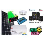 Solarmax Energy Saving 100W Solar Panel Full Installation Kit 100W Solar Panel + 100AH Solar Battery + 300W Solar  Inverter + 10AH Solar Controller + 5 DC Bulbs + DC Woofer with Bluetooth , FM Radio , USB