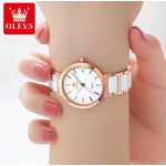 product_image_name-Olevs-5877 Ceramic Ladies Wrist Watch -White & Gold-3