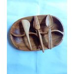 product_image_name-Generic-4-Partitioned Wooden Plate Set With Spoon, Fork & Knife + FREE Wooden Key Holder-2