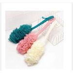 Lower Back Soft Brush With Handle Body Scrubber Massager For Bathing white