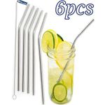 Drinking 6 Pcs Stainless Steel Re-usable Straws nk