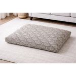Black&White Scallop pattern fiber filled Floor Cushion- 35x48 Inch