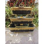 Ceramic Rectangular Porcelain Casserole Trays for Food, 3pcs Ceramics Chafers, and Buffet Sets, Gold Plating Serving Dishes
