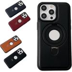 product_image_name-Generic-Premium Magnetic Leather iPhone Ip12 Back Cover with Stand – Elegant, Shockproof & MagSafe Compatible-3