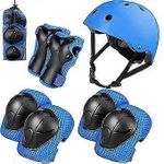 product_image_name-Generic-Blue 7pcs Hard Helmet and 6pcs Pair Protective Guards/ Gears -2