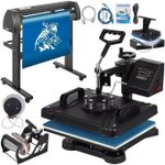 Professional 8 in 1 Heat Press and 2 feet Plotter Bundle Sublimation and HTV Printing Kit for Small Businesses