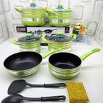 Sundabest 10Pcs Non Stick Cookware With Glass Lids