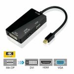 Thunderbolt/Mini Display Port/DP to VGA/HDMI/DVI Multi Port Adapter Black