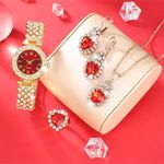 product_image_name-Fashion-5-piece set of gold luxury watches, women's rings, necklaces, earrings, rhinestones, fashionable watches, casual women's bracelets, watches, jewelry sets-1