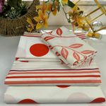 Crimson Leaf & Dot 7x8 Bedset – 3-Piece Modern Collection