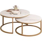product_image_name-Home Deca-2PCS Marble Top Nesting Coffee Tables With Gold Metal Frame-2