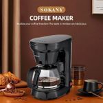 product_image_name-Sokany-Hot Sale 650W 750ml Coffee Maker/Coffee Machine 6 Cup, With Glass Carafe And Drip Stop Mechanism To Avoid Spillage And Dishwasher Safe, For Drip Coffee And Expresso Black-2