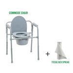 COMMODE CHAIR + TISSUE BED SPREAD