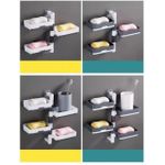 Rotating Drain Soap Holder Bathroom Rack Wall Soap Box Holder Drilling-Free Soap Holder Wall Mounted Soap Organizer Soap Case Soap Dish Box