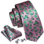 Dark Peach With Green Flowers Necktie