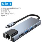 product_image_name-Generic- Type C Multiport Hub 5 in 1 Adapter Dock Convert to HDMI Multi USB Port  Ethernet LAN Port and 100w PD Suitable for MacBook and Laptop-1