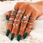 15pcs/Set Bohemian Vintage Silver Stack Rings