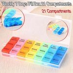 Detachable Weekly pill planner . 7 days 21 slots pill storage box