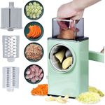 product_image_name-Generic- Manual Rotary Vegetable Slicer & Grater with 3 Interchangeable Blades - Multi-functional Food Chopper & Shredder, Storm square vegetable cutter, Hand-Crank Vegetable Shredder, Manual Food Processor.-1